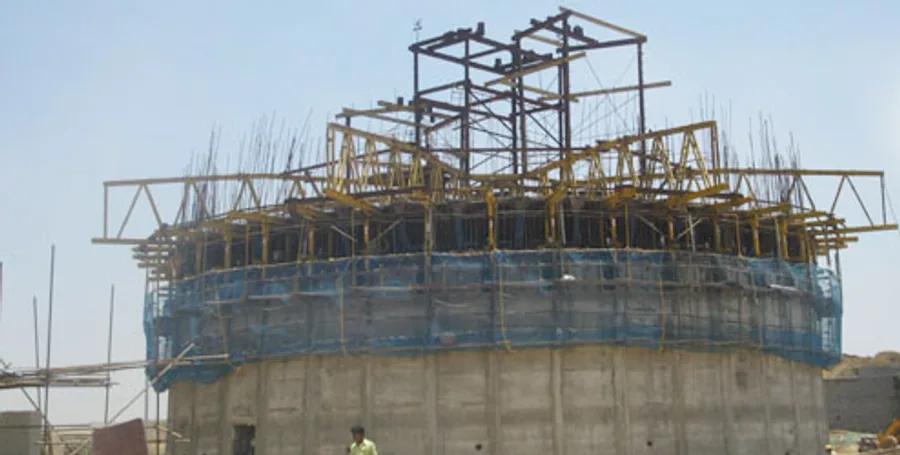 Cooling tower under construction at a thermal power station